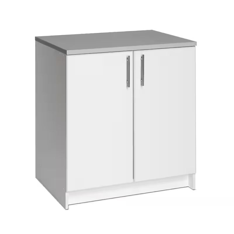 White Wood Freestanding Garage Cabinet R9534