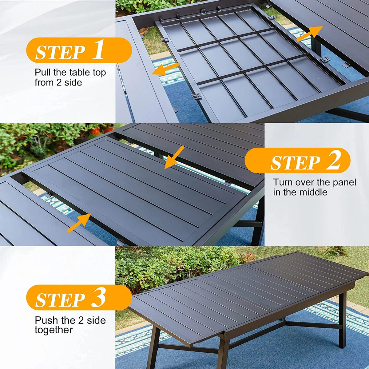 9 Piece Patio Dining Set with Padded Textilene Swivel Chairs and Expandable Table W4931