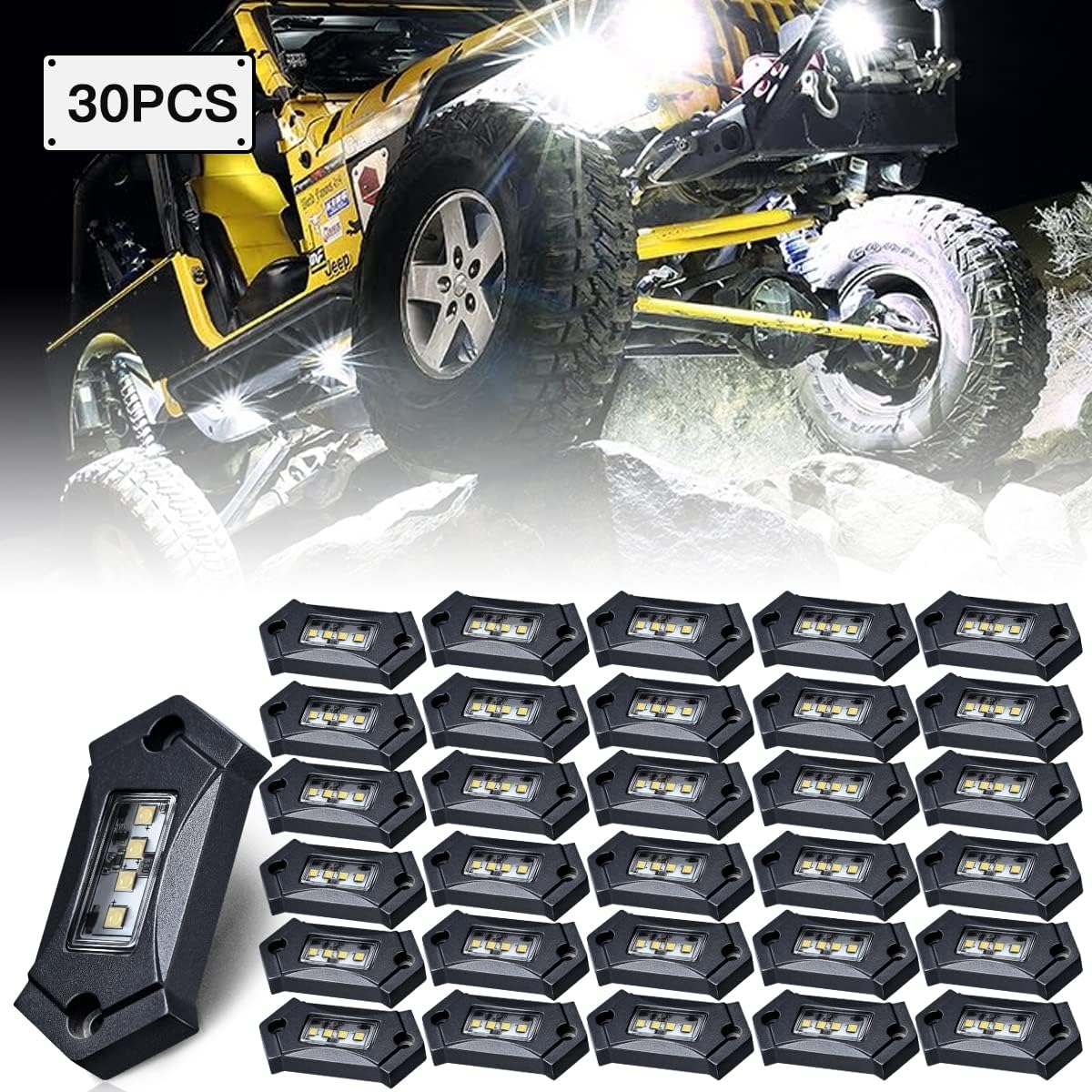 White LED Rock Lights IP68 Waterproof 12Pods X96361