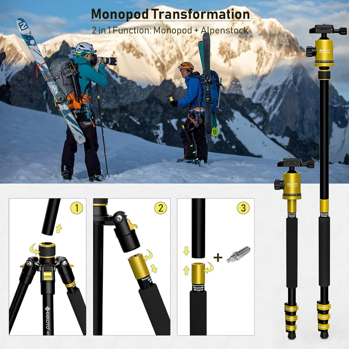 Yellow Compact Aluminum Tripod with 360 Degree Ball Head N69166