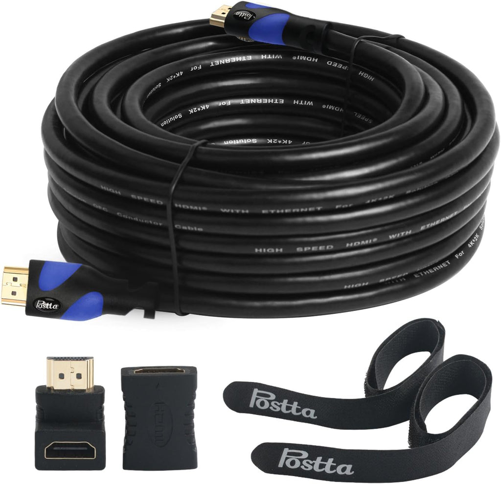 100 Feet HDMI 2.0V Cable with 2 Piece Cable Ties and 2 Piece HDMI Adapters C98936