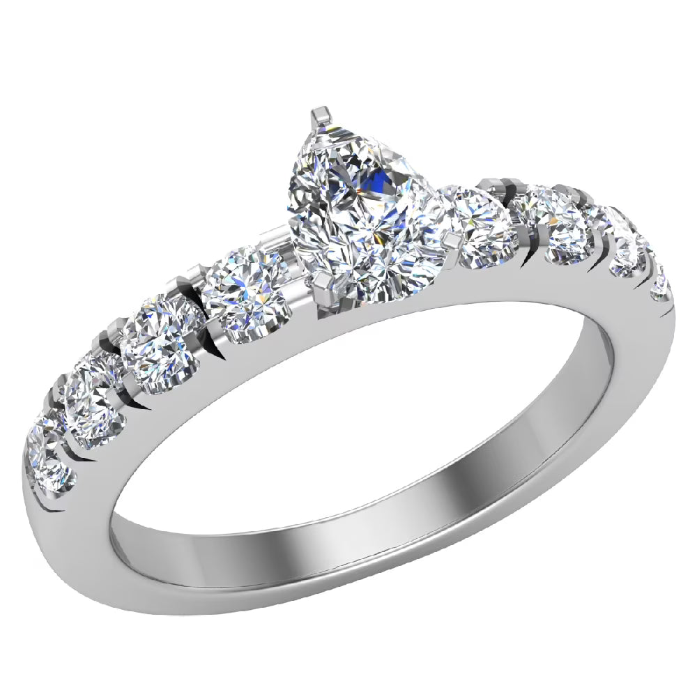 Pear Cut Solitaire Diamond Ring 18K White Gold 1.00 Carat Z97763
