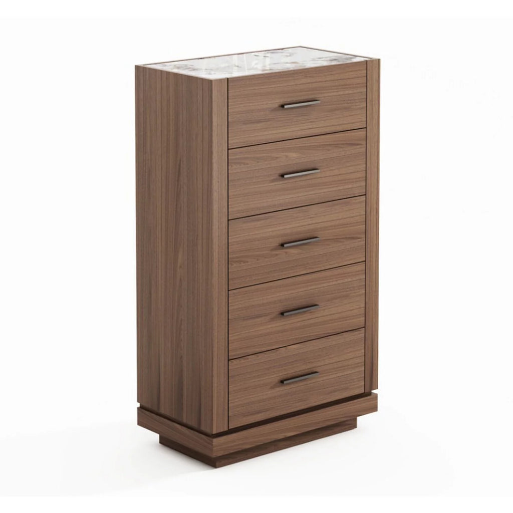 Walnut Brown 5 Drawer Wood Dresser O25925