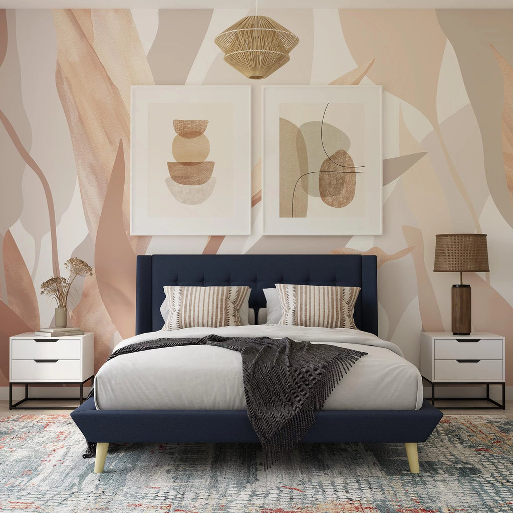 Queen Light Gray Linen Upholstered Bed A518