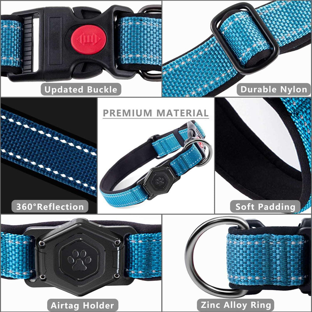 Adjustable Reflective Dog Collar with AirTag Holder C601219