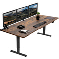 Electric 71”x36” Stand Up Desk, Rustic Vintage Brown Table Top, Black Frame H118919