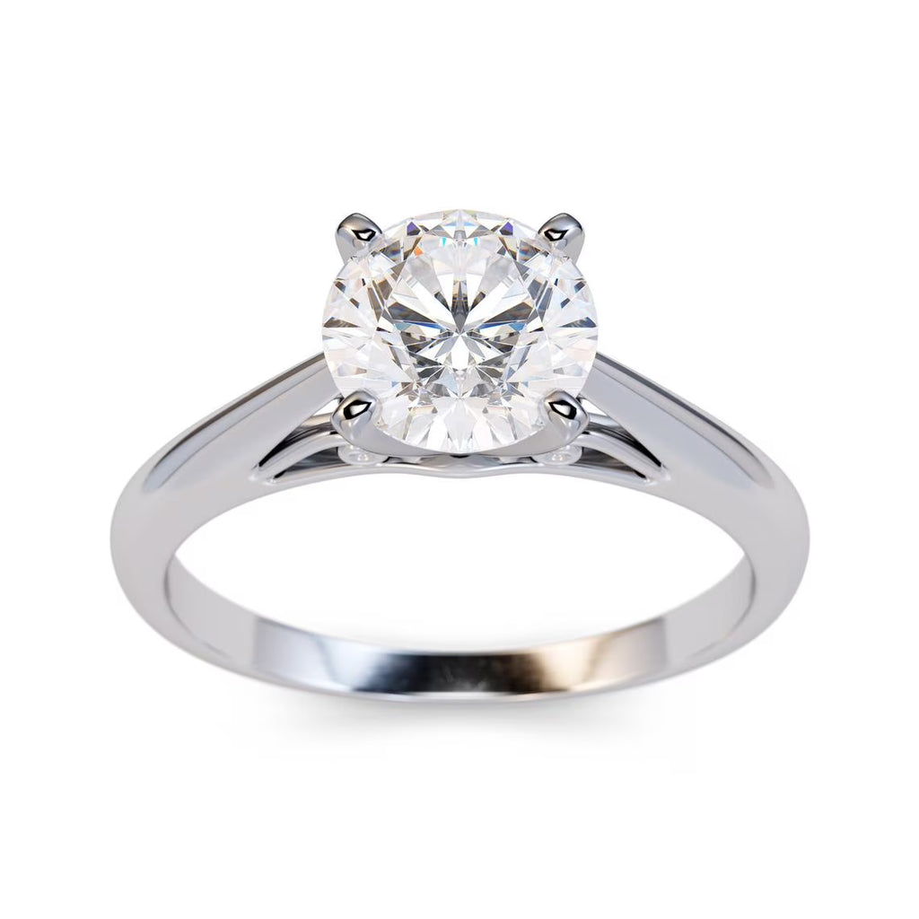 14K White Gold Solitaire Round Moissanite Wedding Ring S52197