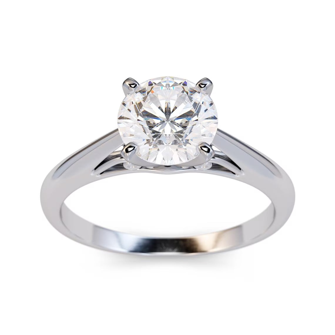 14K White Gold Solitaire Round Moissanite Wedding Ring S52197
