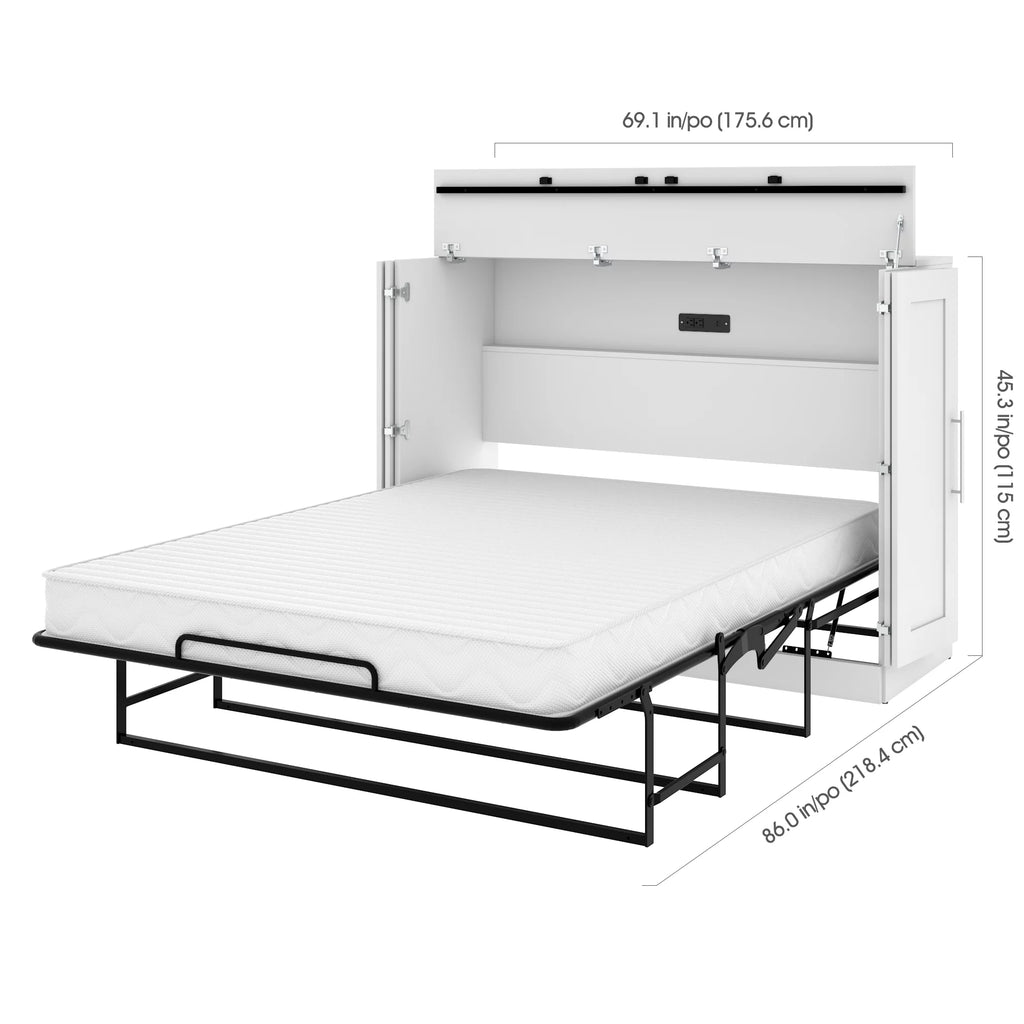 White Full Cabinet Bed with Mattress H3570