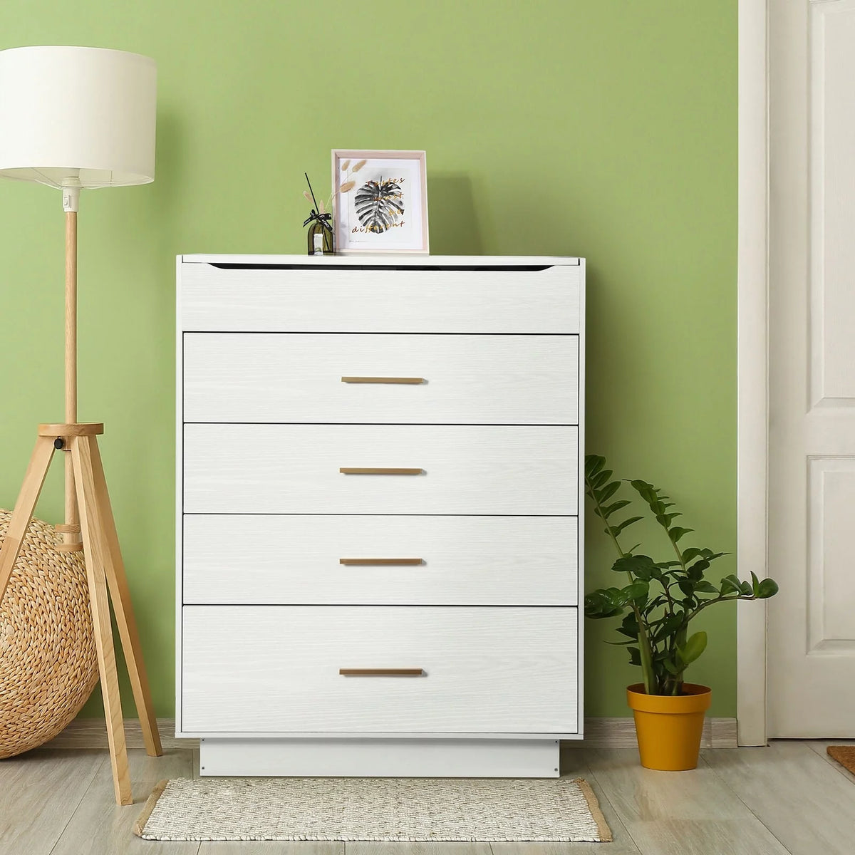 5 Tier Drawer Chest with Mirror Grey I305544