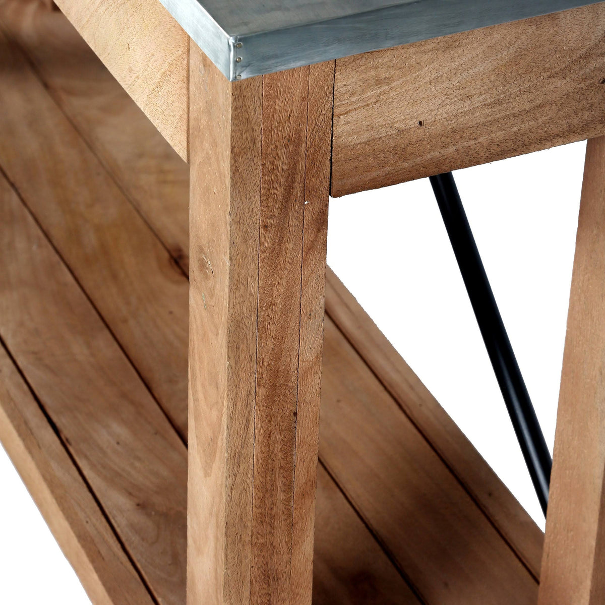 50-Inch Wood and Zinc Metal Console Table with 2 Drawers D89468