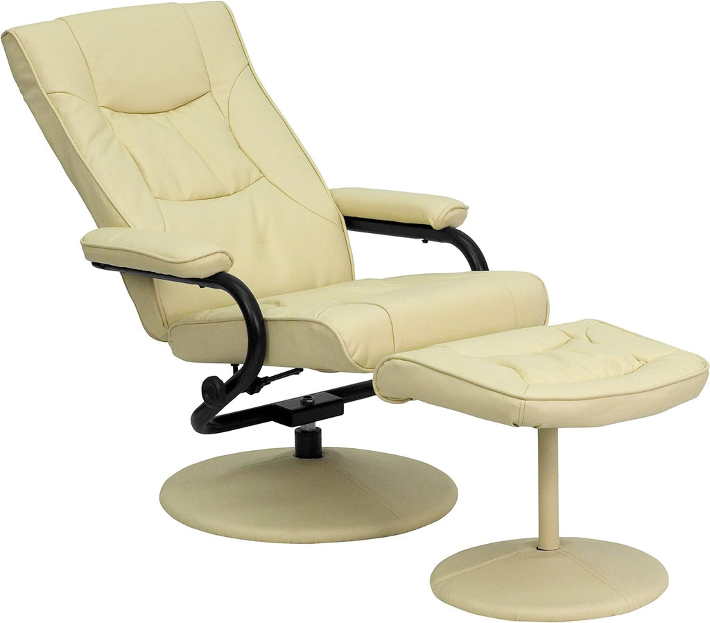 Cream Leathersoft Recliner/Ottoman Q88169