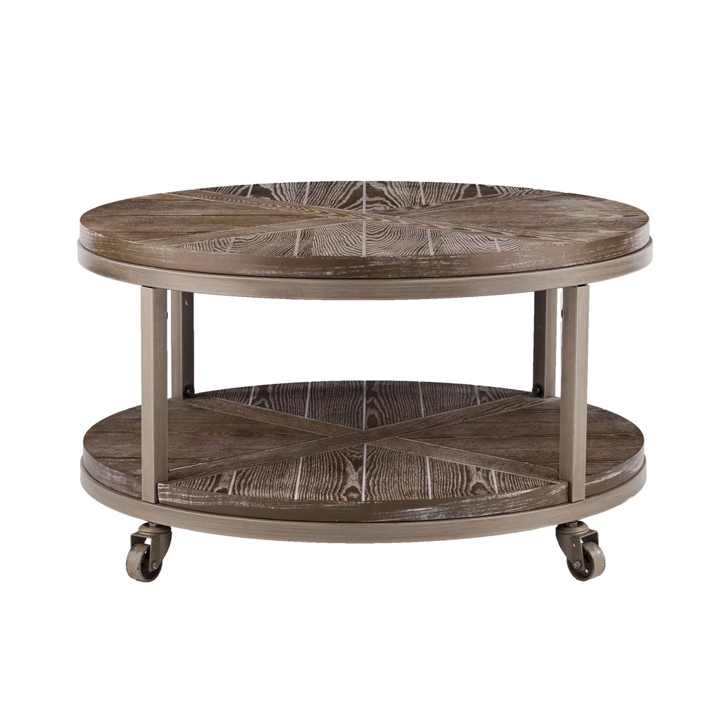 Round Industrial Mobile Coffee Table J34844