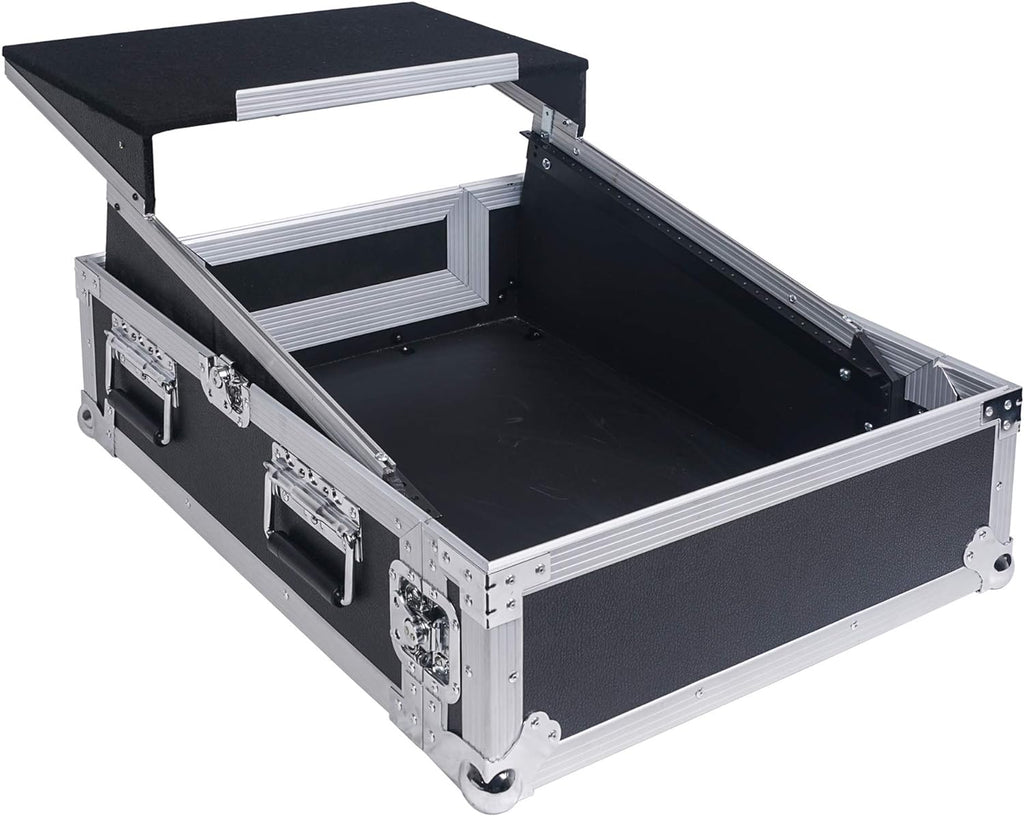 4U PA DJ Rack Road Case with 11U Slant Mixer Top, 20’’ Rackable Depth, 4-Space Size V7349