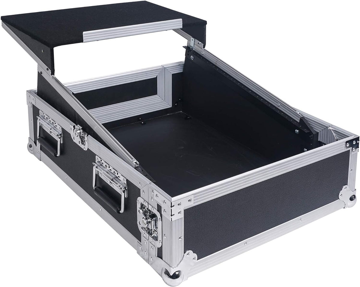 4U PA DJ Rack Road Case with 11U Slant Mixer Top, 20’’ Rackable Depth, 4-Space Size V7349