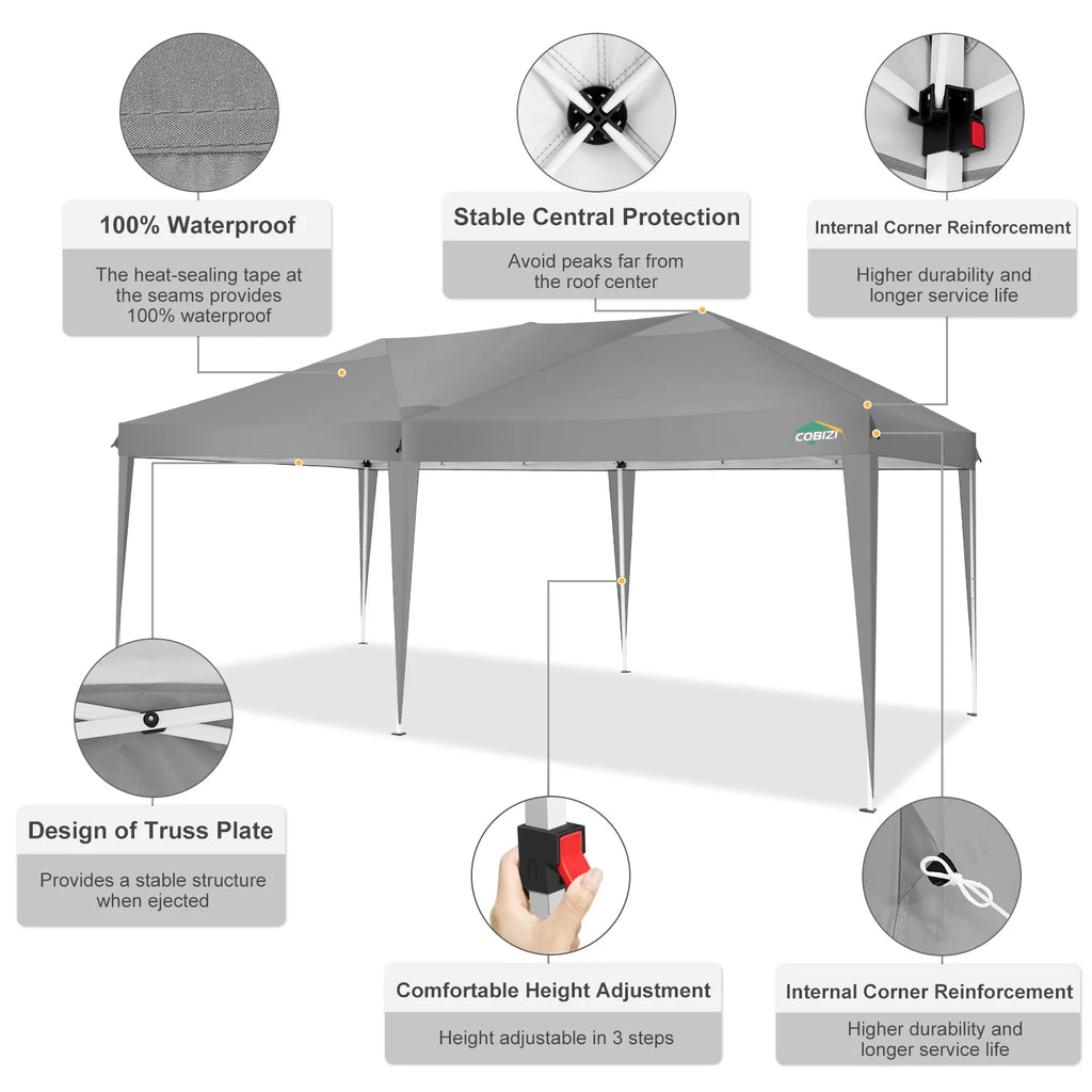 10x20 Pop up Canopy Tent with 6 Removable Sidewalls C8210