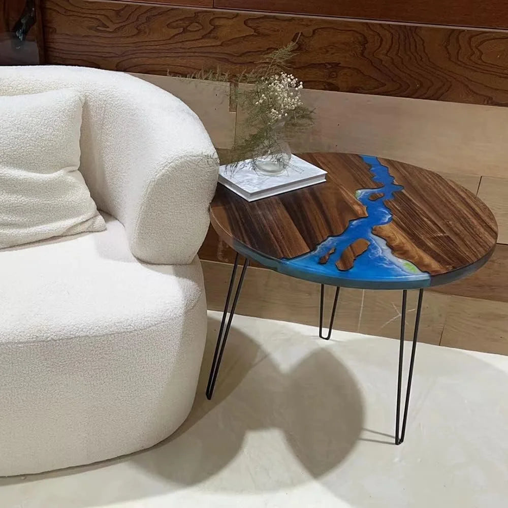 Round Teak Wood Resin Coffee Table N31138