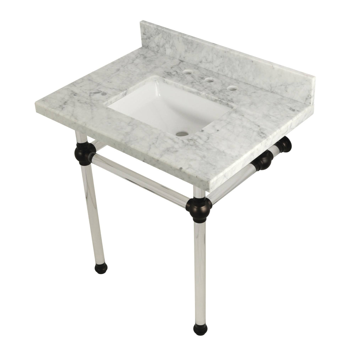 30x22 Carrara Marble Vanity Top with Clear Acrylic Feet Z105162
