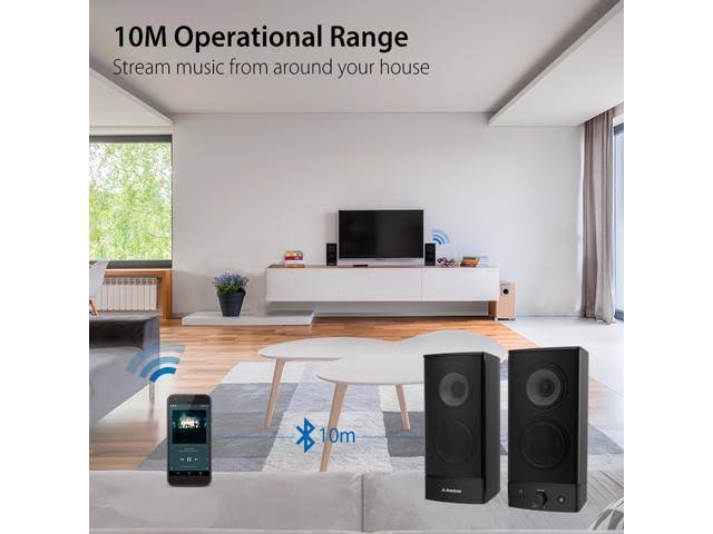 10W Bluetooth Computer Speakers, Wireless & Wired Stereo, AC Powered H476145