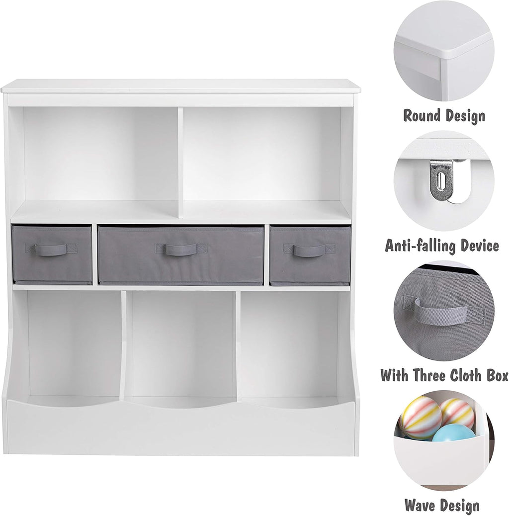 Toy Storage Organizer with 8 Compartments and 3 Baskets N928
