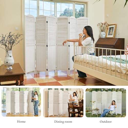 5.75Ft 4 Panel Wooden Louver Room Divider I507141