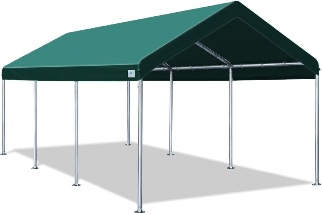Adjustable 10x20 ft Heavy Duty Carport Canopy, Green W496301
