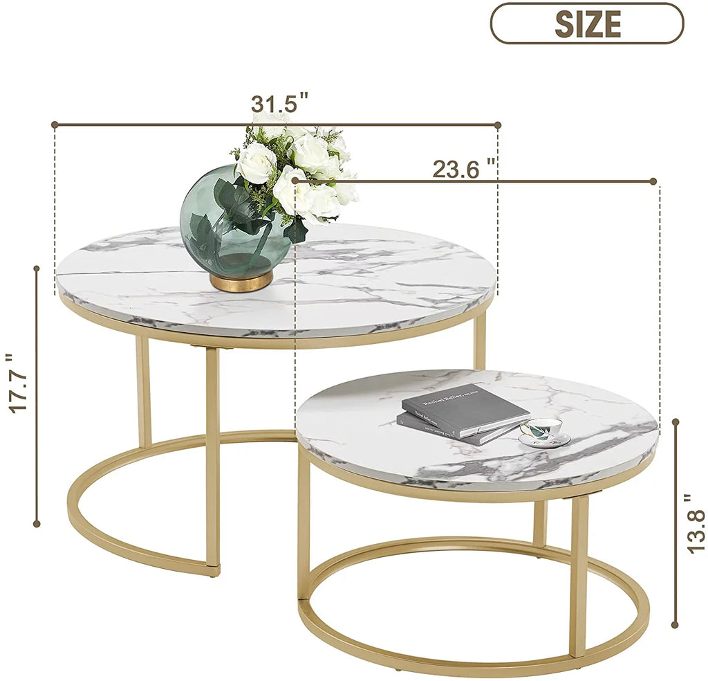 Round Nesting Coffee Table Set Gold W1768