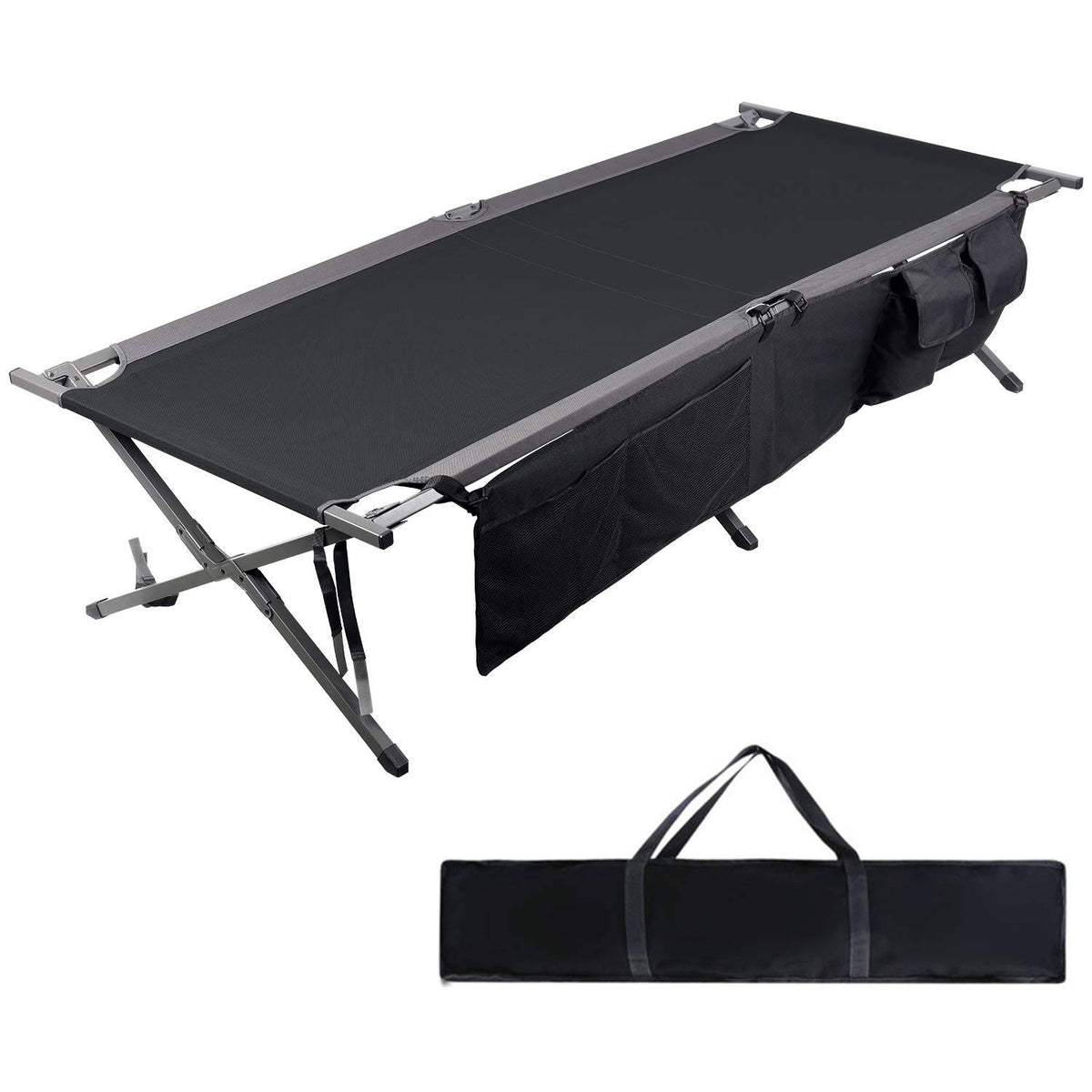 Black Heavy Duty Folding Camping Cot W1086