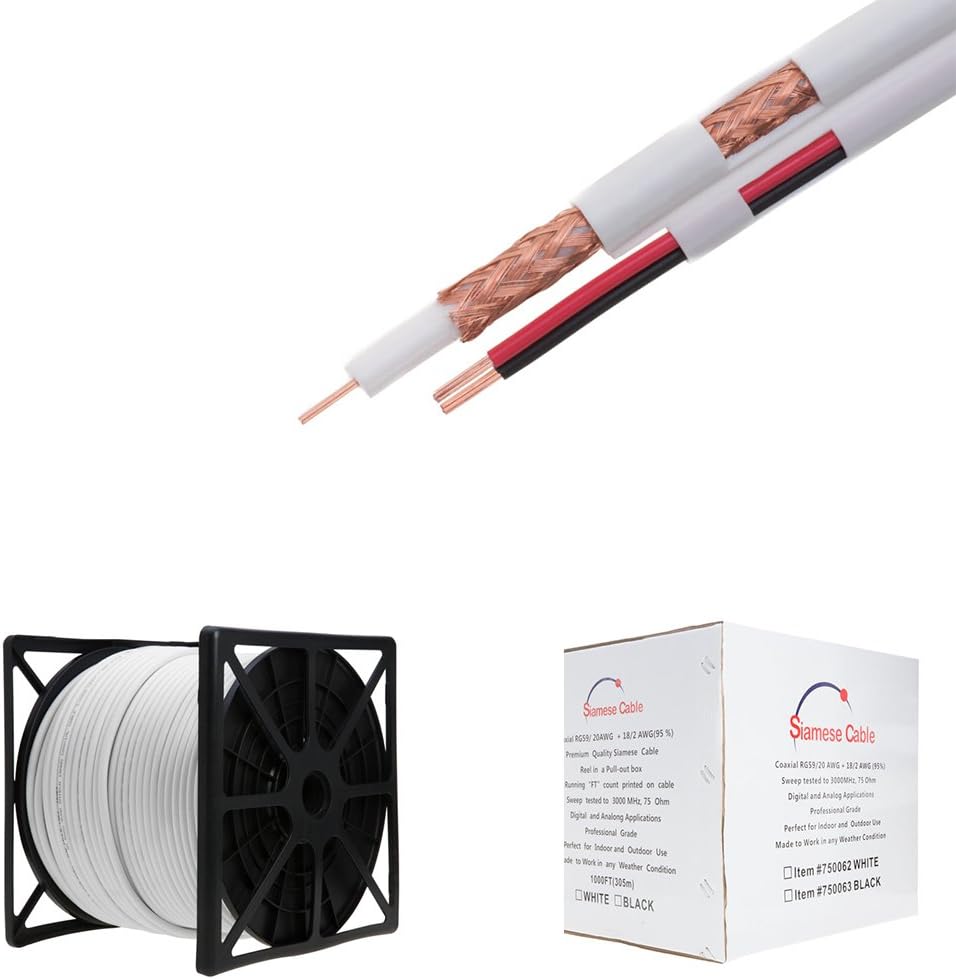 500FT Black RG59/U CCTV Video Cable V319