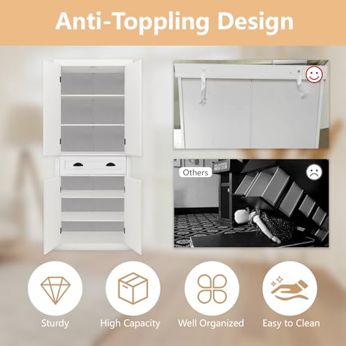 50" LED Kitchen Pantry Storage Cabinet with 2 Doors and Shelves W534