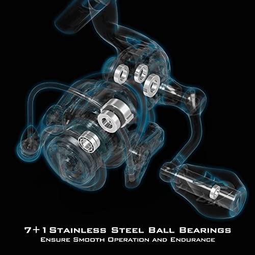 Spinning Reel with 7+1 Stainless Steel Ball Bearings, Aluminum Spool W7613