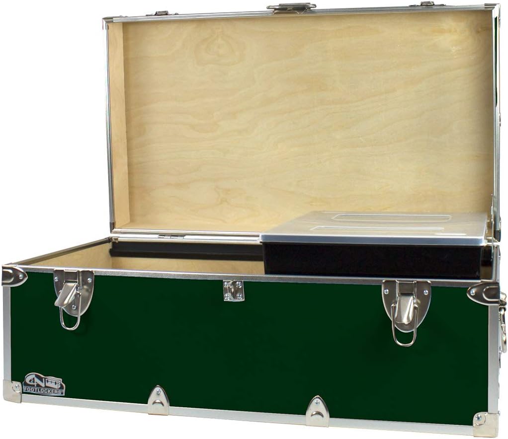 Gray Footlocker Storage Chest with Organizer Tray P1297