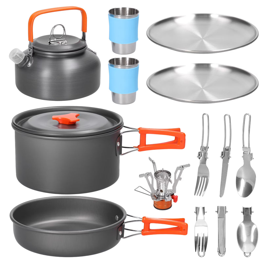 Aluminum Alloy Camping Cookware Set with Pot Frying Pan Kettle Cups E37203