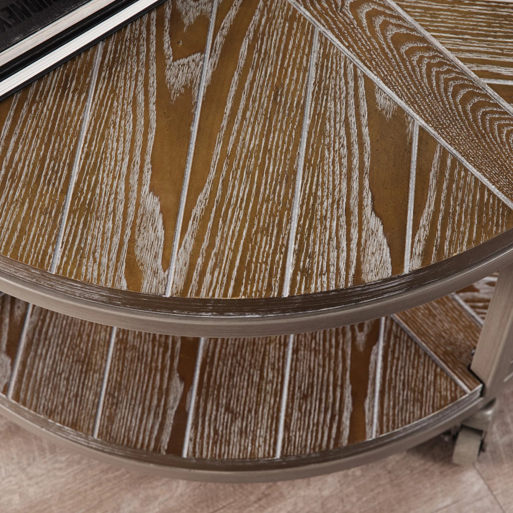 Round Industrial Mobile Coffee Table J34844