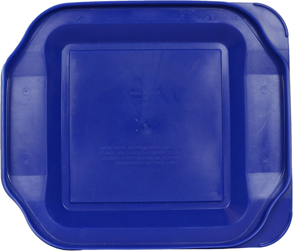 2 Square Glass Baking Dishes with 2 Blue Lids G2948
