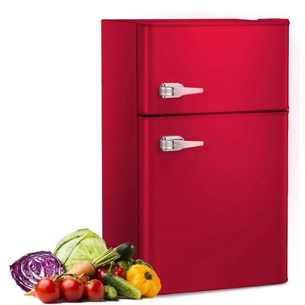 Mini Refrigerator 3.2Cu.Ft Compact Fridge 2-Double Doors with a Freezer X818992