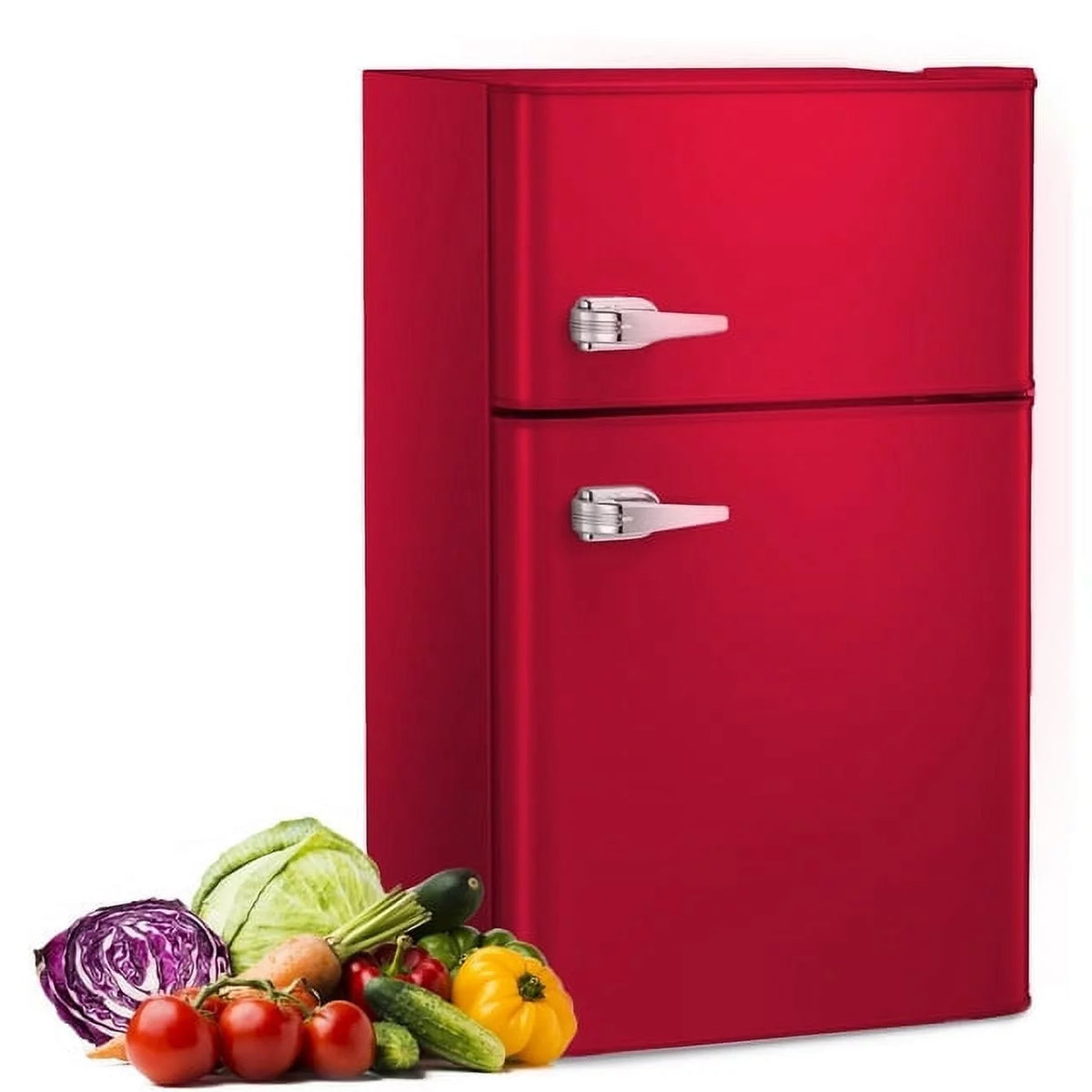 Mini Refrigerator 3.2Cu.Ft Compact Fridge 2-Double Doors with a Freezer X818992