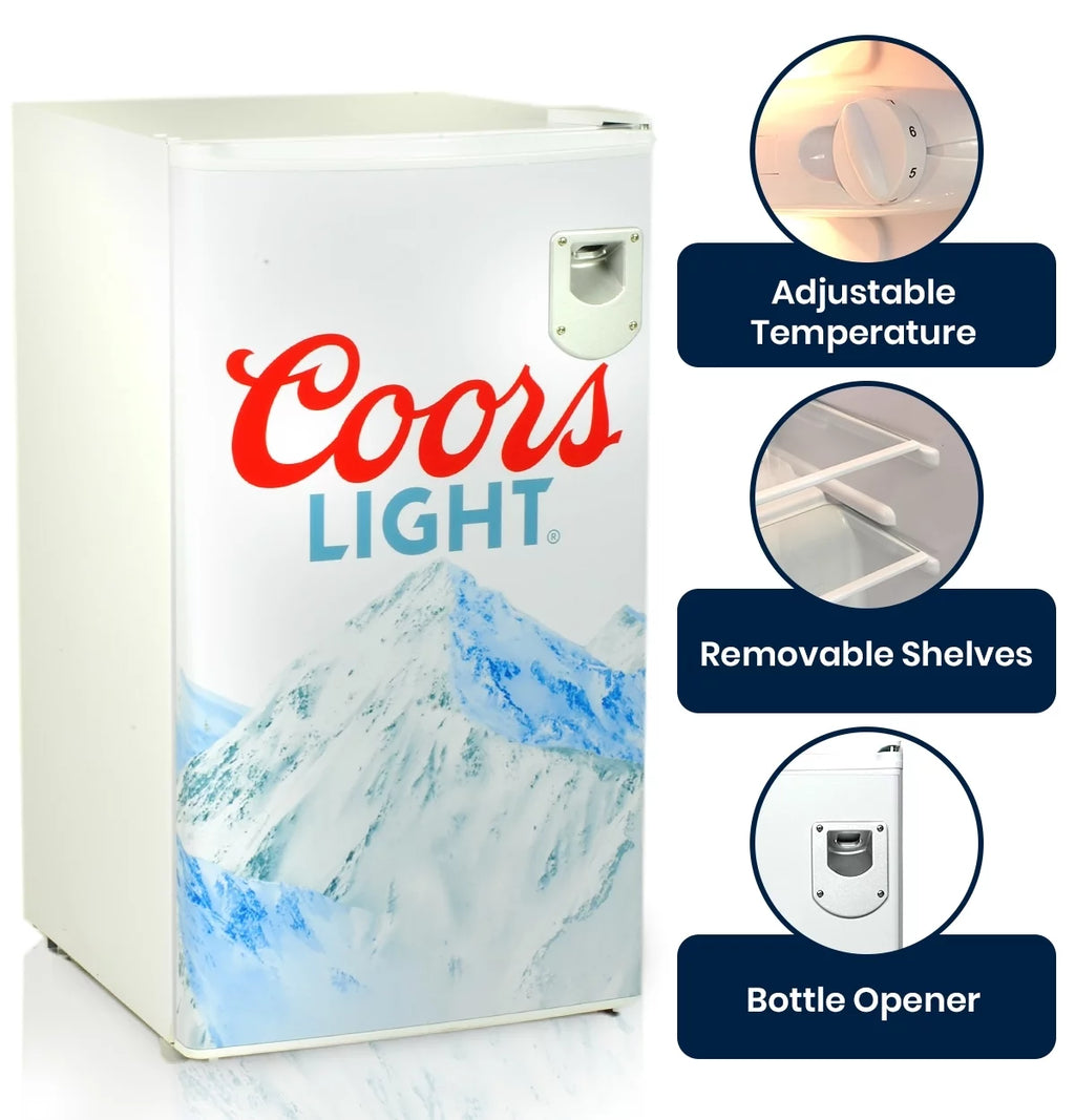 Compact Fridge with Bottle Opener, 90 L 3.2 Cubic Foot D8308