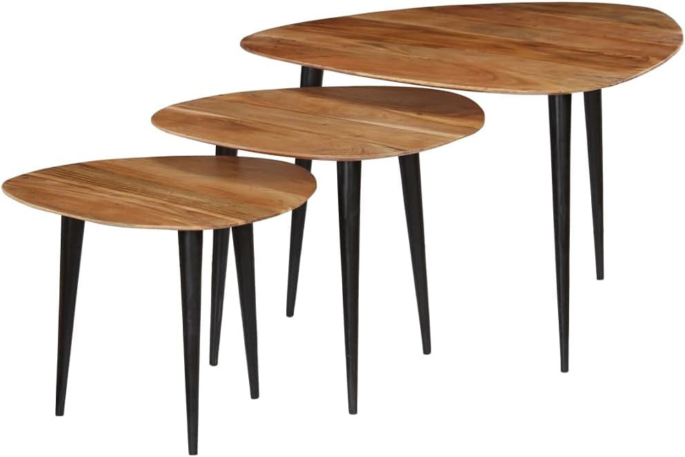 Solid Acacia Wood Coffee Table Set 3 Pieces O2049