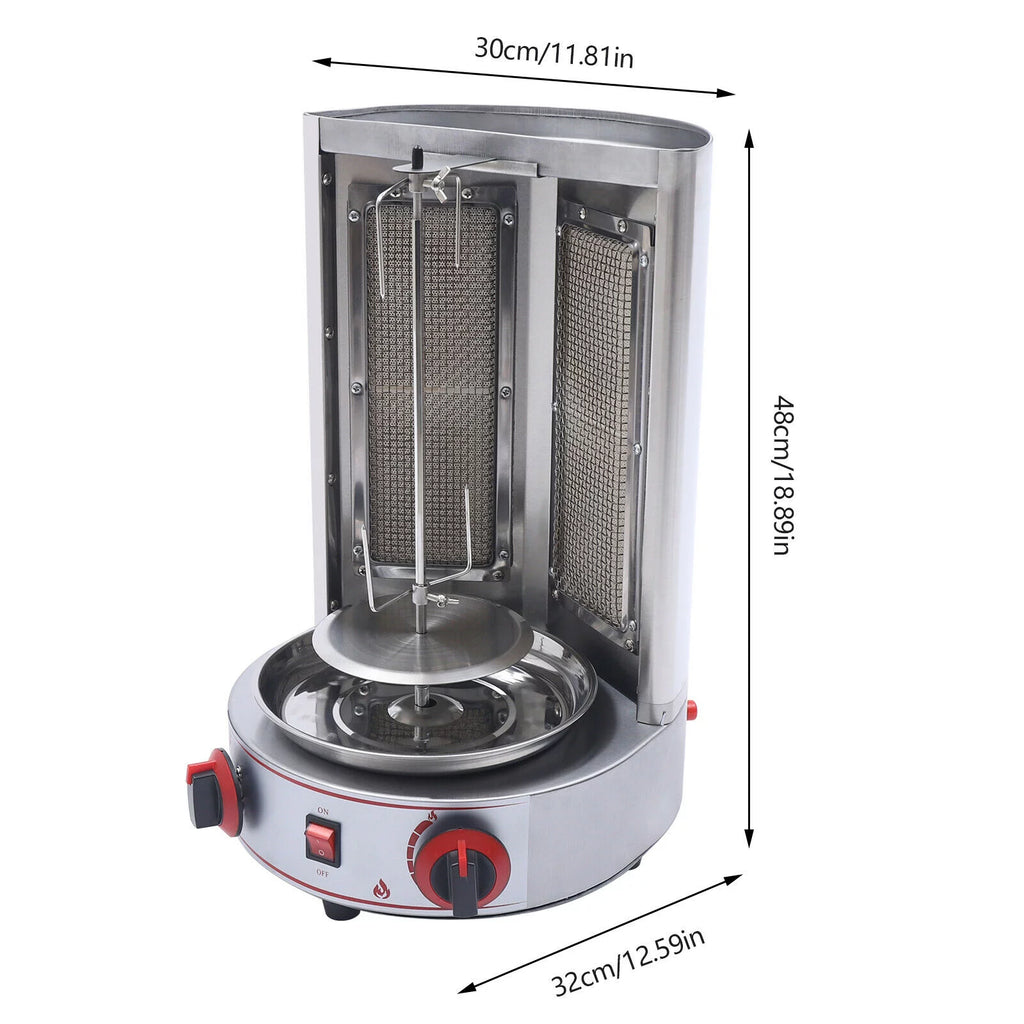 Vertical Gas Broiler Shawarma Machine Doner Kebab Gyro Grill Rotisserie Machine 3KW Silver E5683