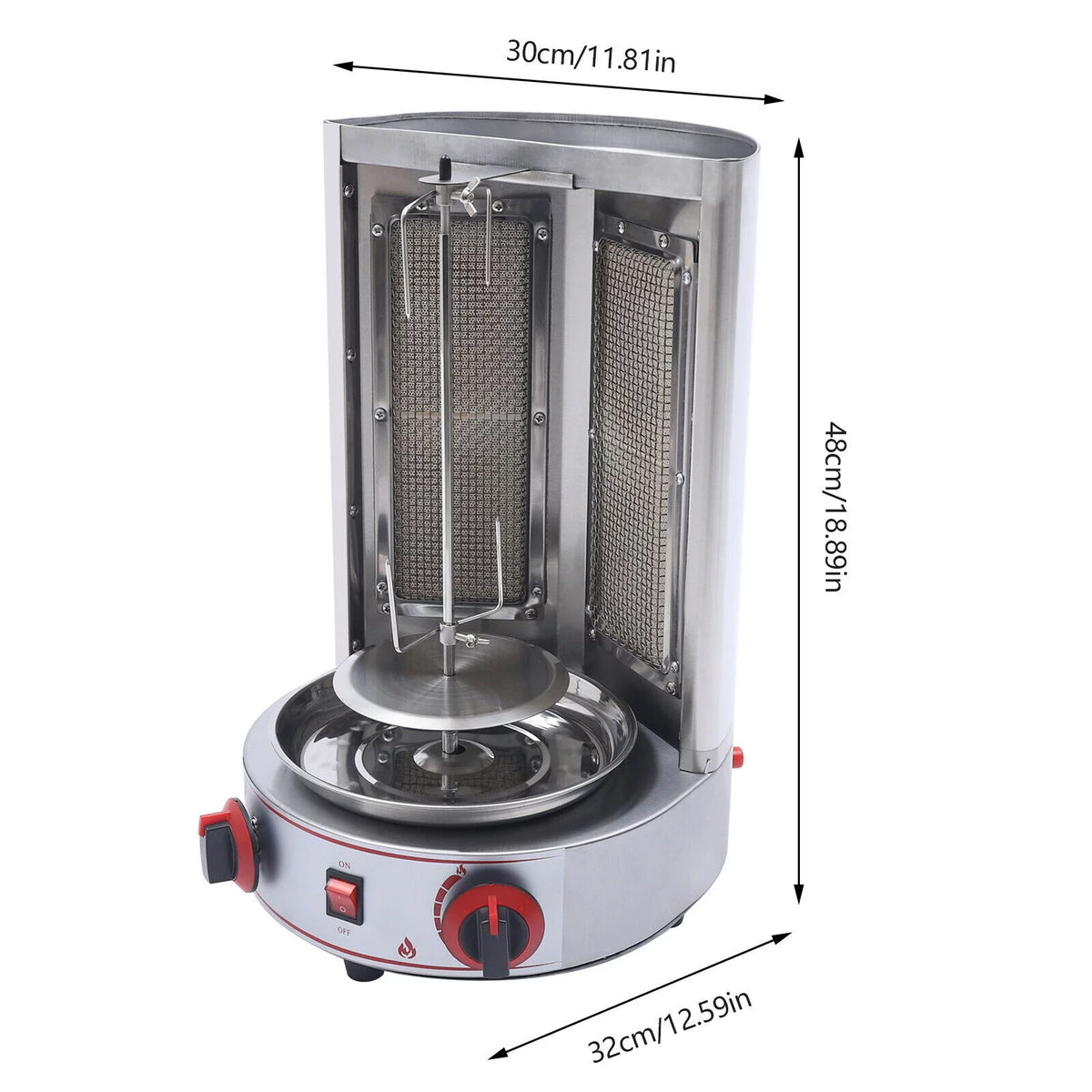 Vertical Gas Broiler Shawarma Machine Doner Kebab Gyro Grill Rotisserie Machine 3KW Silver E5683