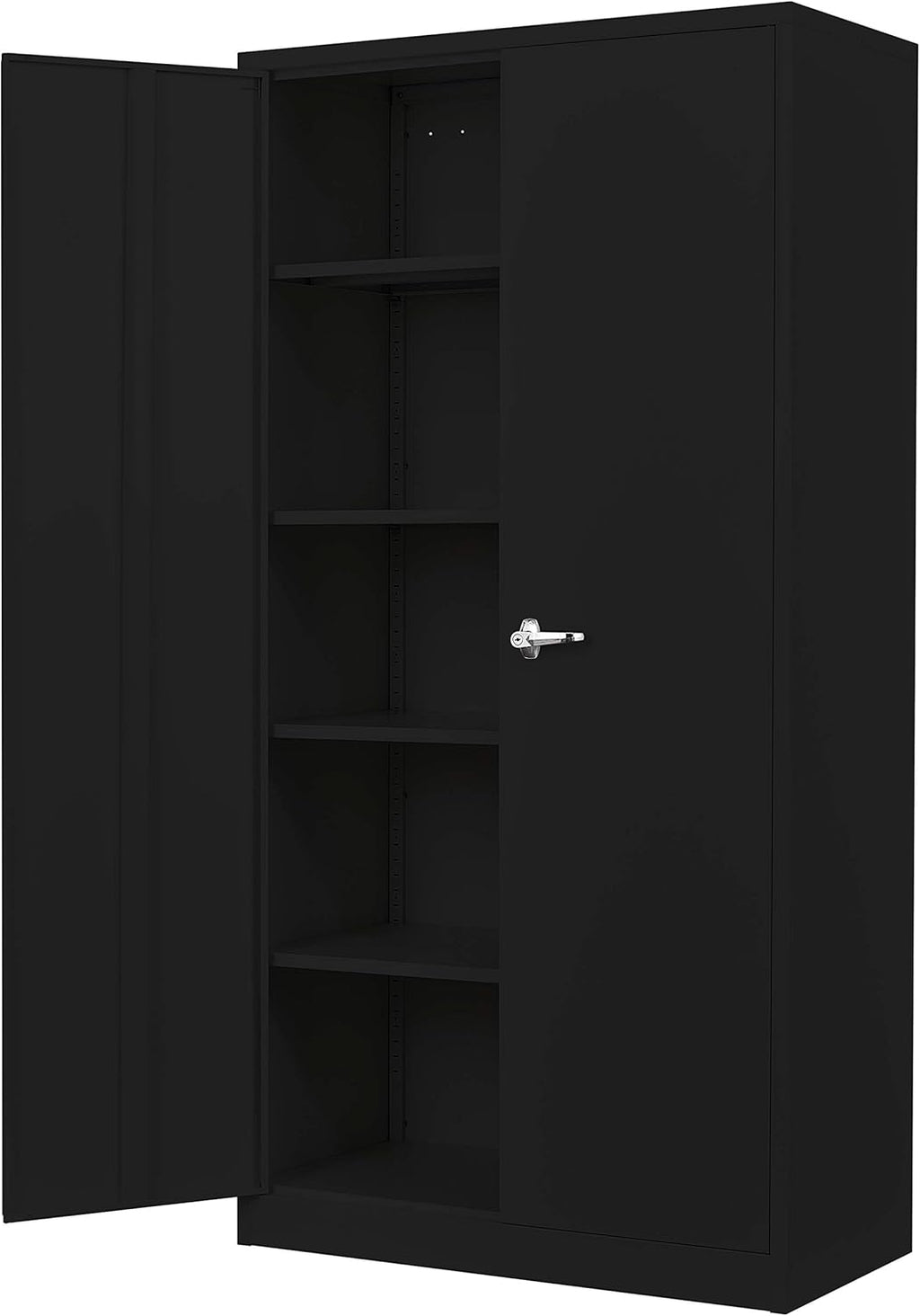 Metal Storage Cabinet with 4 Adjustable Shelves, 72 H, Black S9788