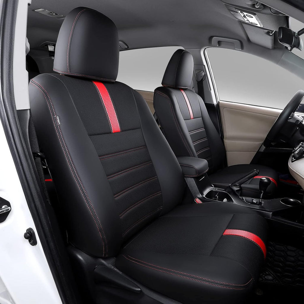 PU Leather Car Seat Covers for 2013-2018 RAV4, Black+Red J58575