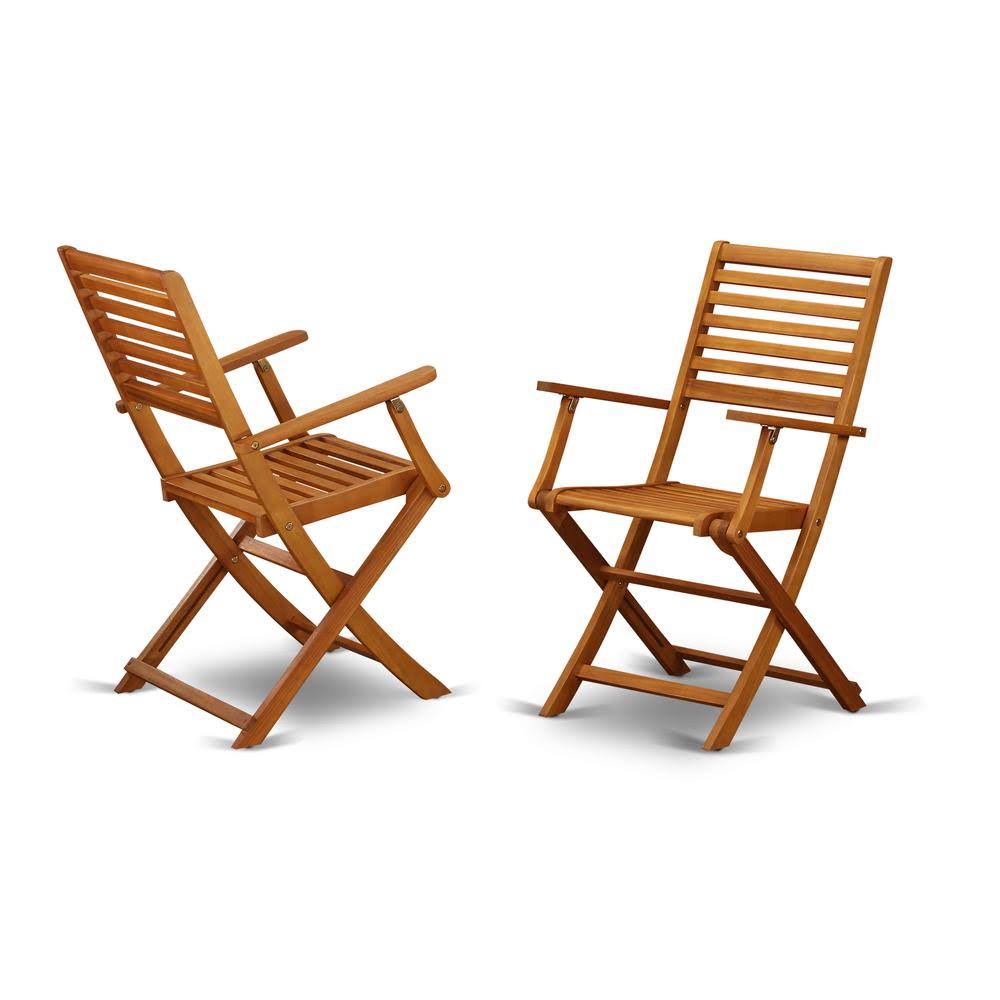Set of Two Solid Acacia Wood Folding Chair with Arm Rest M6499