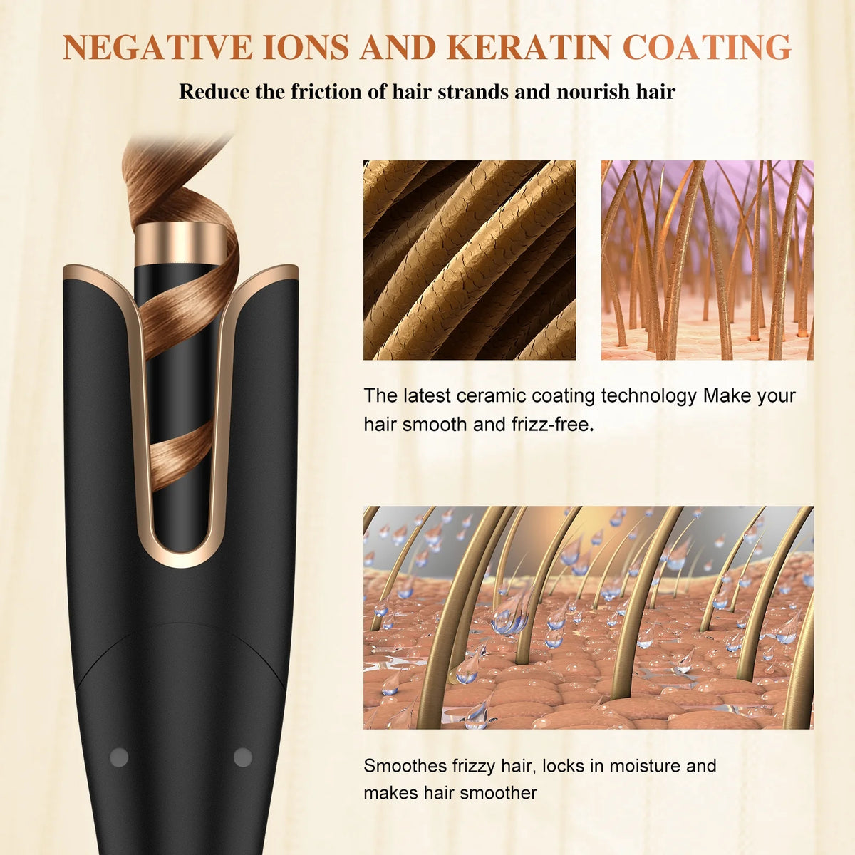 Gold 1" Rotating Barrel Curling Iron J8281