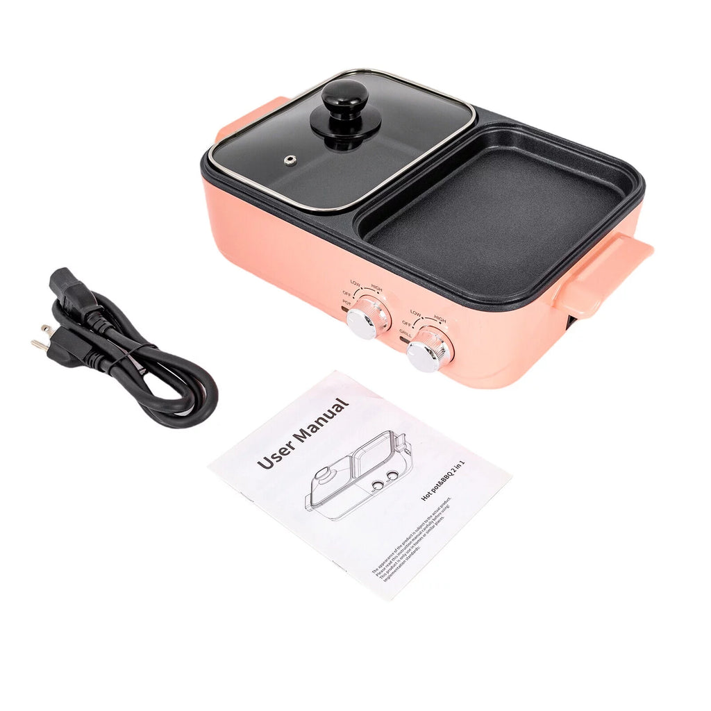 2 in 1 Electric Hot Pot 1500W Non-Stick Korean BBQ Grill S5995