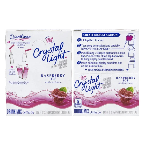 Sugar-Free Raspberry Ice Drink Mix, 30 Packets, Pack of 2 H6652