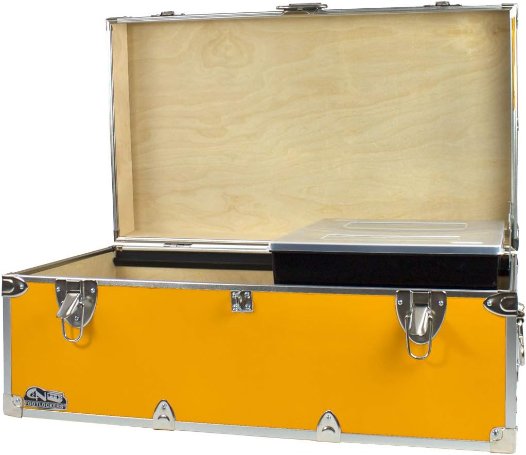 Gray Footlocker Storage Chest with Organizer Tray P1297