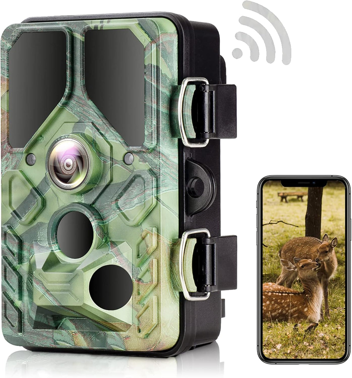 WiFi Trail Camera with Night Vision 65FT Motion Activated IP66 Waterproof Hunting Camera K458597