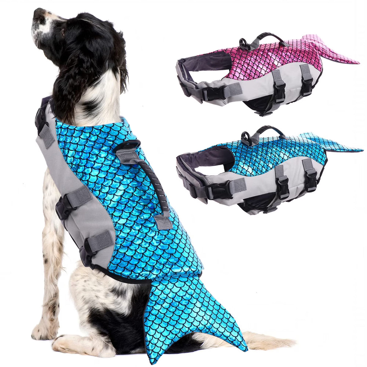Dog Life Jacket with Rescue Handle, Reflective Adjustable Life Vest J562